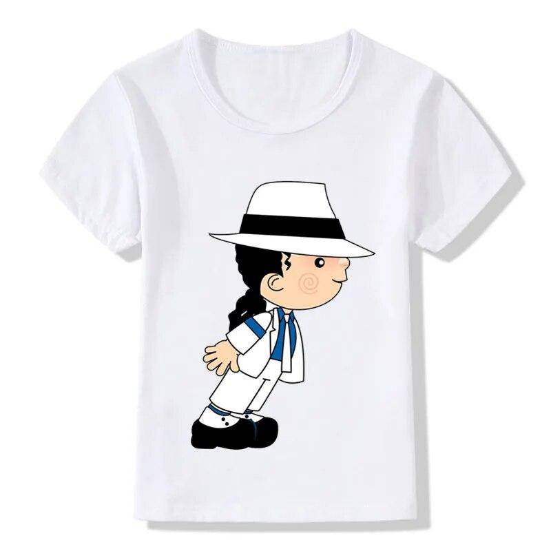 Michael Jackson Cartoon Design Kinder T Shirt jungen /Mädchen Rock N Roll Star Tops T -Shirt Kinder Freizeitkleidung 5T von Joom DACH