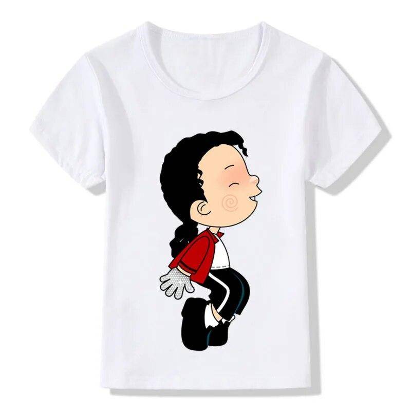 Michael Jackson Cartoon Design Kinder T Shirt jungen /Mädchen Rock N Roll Star Tops T -Shirt Kinder Freizeitkleidung 5T von Joom DACH