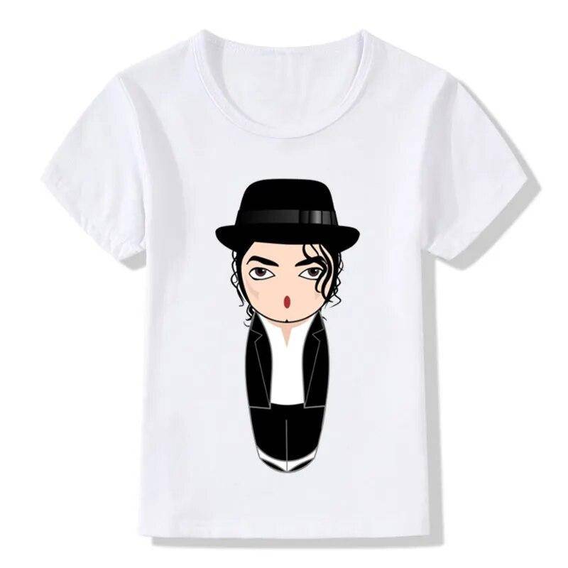 Michael Jackson Cartoon Design Kinder T Shirt jungen /Mädchen Rock N Roll Star Tops T -Shirt Kinder Freizeitkleidung 6T von Joom DACH