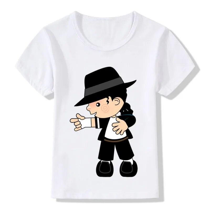 Michael Jackson Cartoon Design Kinder T Shirt jungen /Mädchen Rock N Roll Star Tops T -Shirt Kinder Freizeitkleidung 6T von Joom DACH