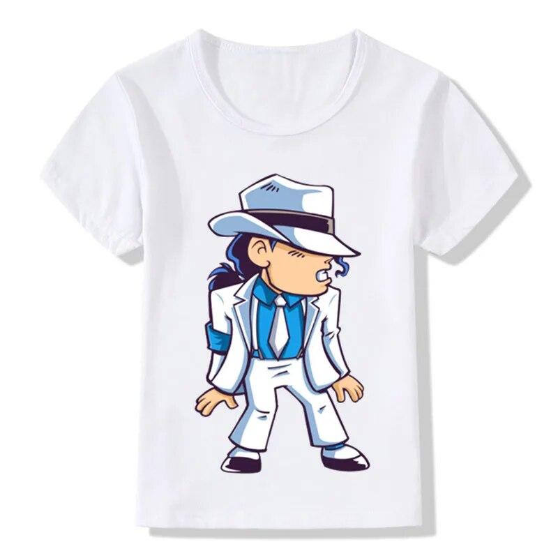 Michael Jackson Cartoon Design Kinder T Shirt jungen /Mädchen Rock N Roll Star Tops T -Shirt Kinder Freizeitkleidung 6T von Joom DACH
