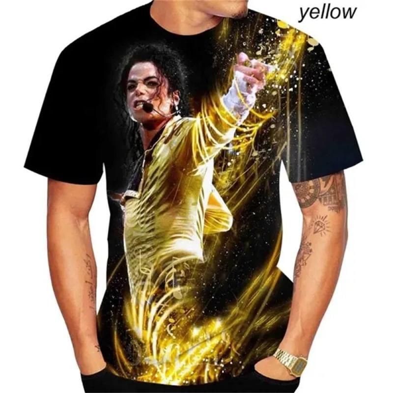 Michael Jackson T-Shirt Herren Damen Mode Lässig 3D Bedruckte T-Shirts Harajuku Stil Übergroßes T-Shirt Hip Hop Streetwear Tops S von Joom DACH