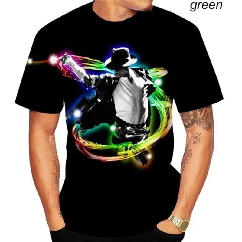 Michael Jackson T-Shirt Herren Damen Mode Lässig 3D Bedruckte T-Shirts Harajuku Stil Übergroßes T-Shirt Hip Hop Streetwear Tops S von Joom DACH