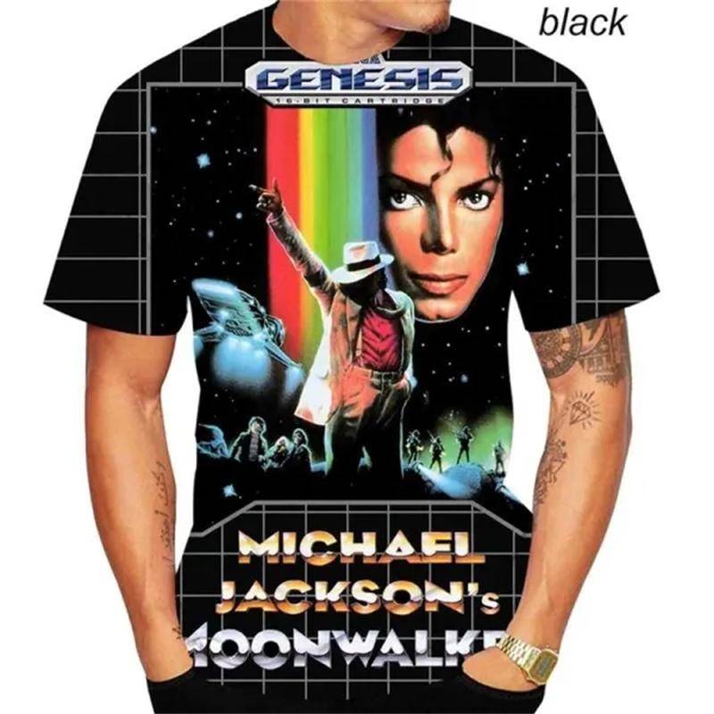 Michael Jackson T-Shirt Herren Damen Mode Lässig 3D Bedruckte T-Shirts Harajuku Stil Übergroßes T-Shirt Hip Hop Streetwear Tops XL von Joom DACH