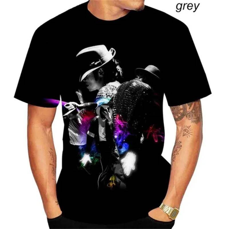 Michael Jackson T-Shirt Herren Damen Mode Lässig 3D Bedruckte T-Shirts Harajuku Stil Übergroßes T-Shirt Hip Hop Streetwear Tops XXL von Joom DACH