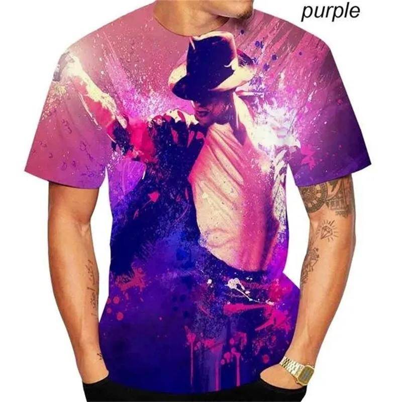 Michael Jackson T-Shirt Herren Damen Mode Lässig 3D Bedruckte T-Shirts Harajuku Stil Übergroßes T-Shirt Hip Hop Streetwear Tops XXXL von Joom DACH