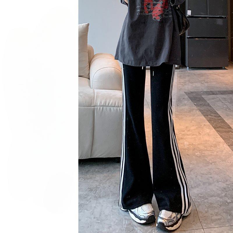 Micro-Flare Sporthose für Damen Sommer Neu High-Waist Slim Schlaghose Gestreifte Lässige Slim Yogahose 2XL von Joom DACH