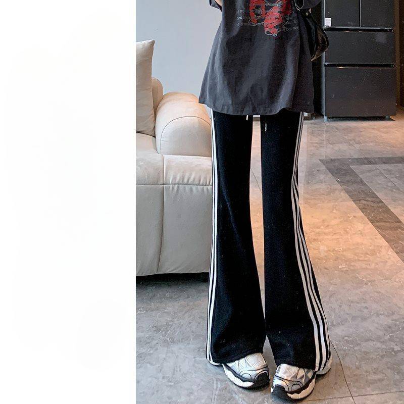 Micro-Flare Sporthose für Damen Sommer Neu High-Waist Slim Schlaghose Gestreifte Lässige Slim Yogahose 2XL von Joom DACH