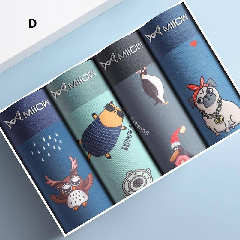 MiiOW 4Pcs Tier Druck Männer Unterwäsche Boxer Shorts Jugend Baumwolle Männer Boxershorts Atmungsaktive Unterhose Dessous Männliche Höschen XXXXXL von Joom DACH