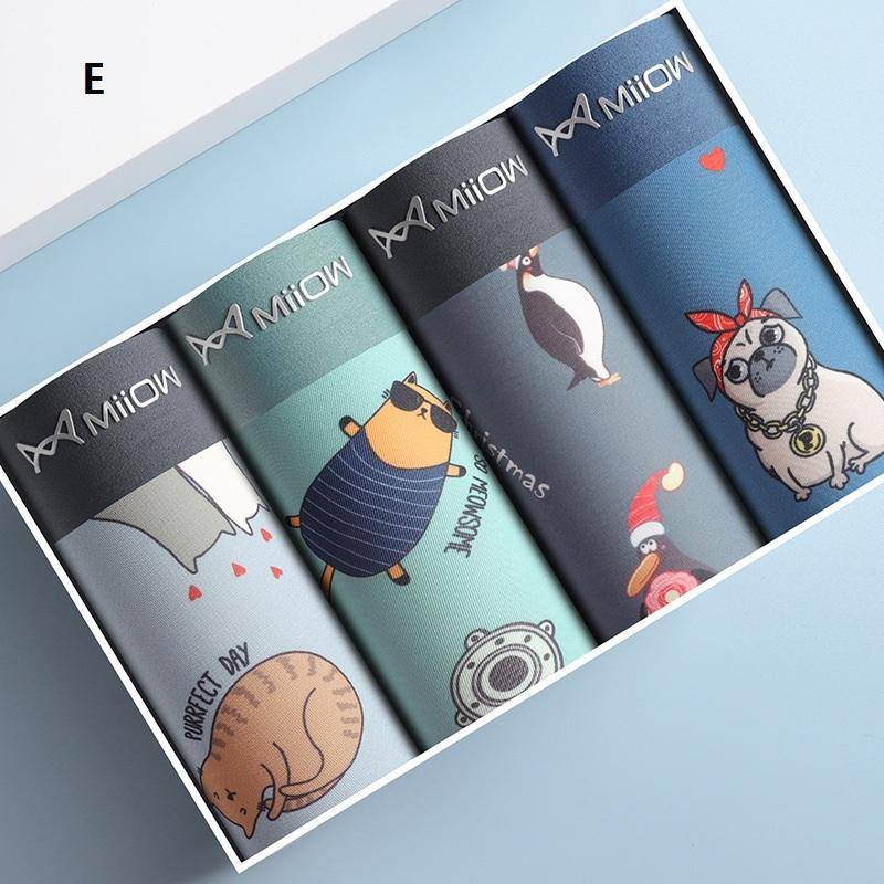 MiiOW 4Pcs Tier Druck Männer Unterwäsche Boxer Shorts Jugend Baumwolle Männer Boxershorts Atmungsaktive Unterhose Dessous Männliche Höschen XXXXXL von Joom DACH