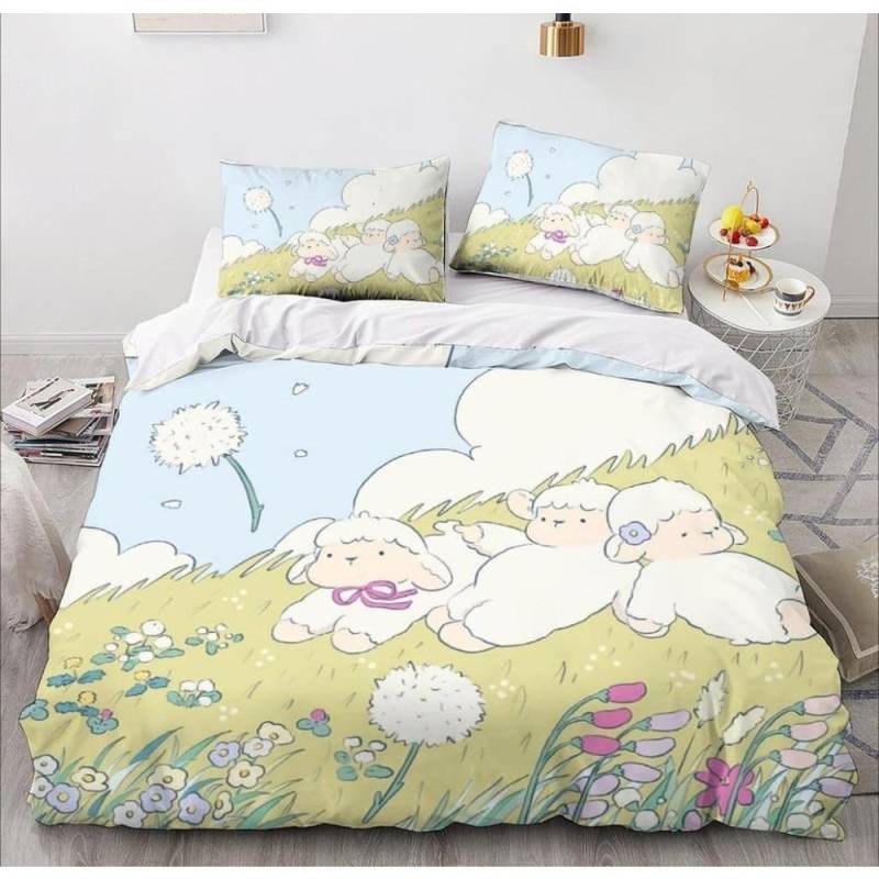 Mikrofaser Bettwäsche-Sets, 3D-Cartoon-Tiermotiv, Kinderbettwäsche mit Reißverschluss, Raumdekor, Bettbezug für Teenager, Erwachsene 90x200cm von Joom DACH