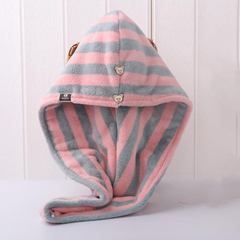 Mikrofaser-verdicktes Korallenvlies-Haartrockner-Kappen-Kopfwickel-Badetuch 25*75 cm rosa/graue von Joom DACH
