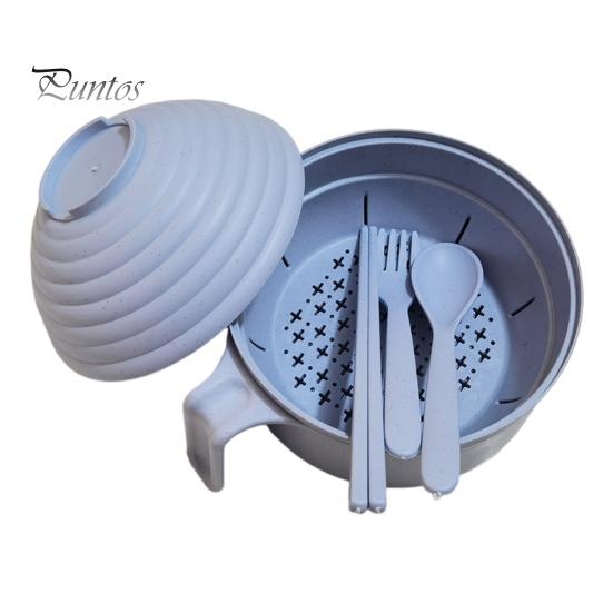 Mikrowellen-Ramen-Kocher-Schüssel-Set mit Essstäbchen, Nudelschüssel, mikrowellengeeigneter schneller Ramen-Topf für Studenten, BPA-frei, hitzebeständige Griffe, Telefon blau von Joom DACH