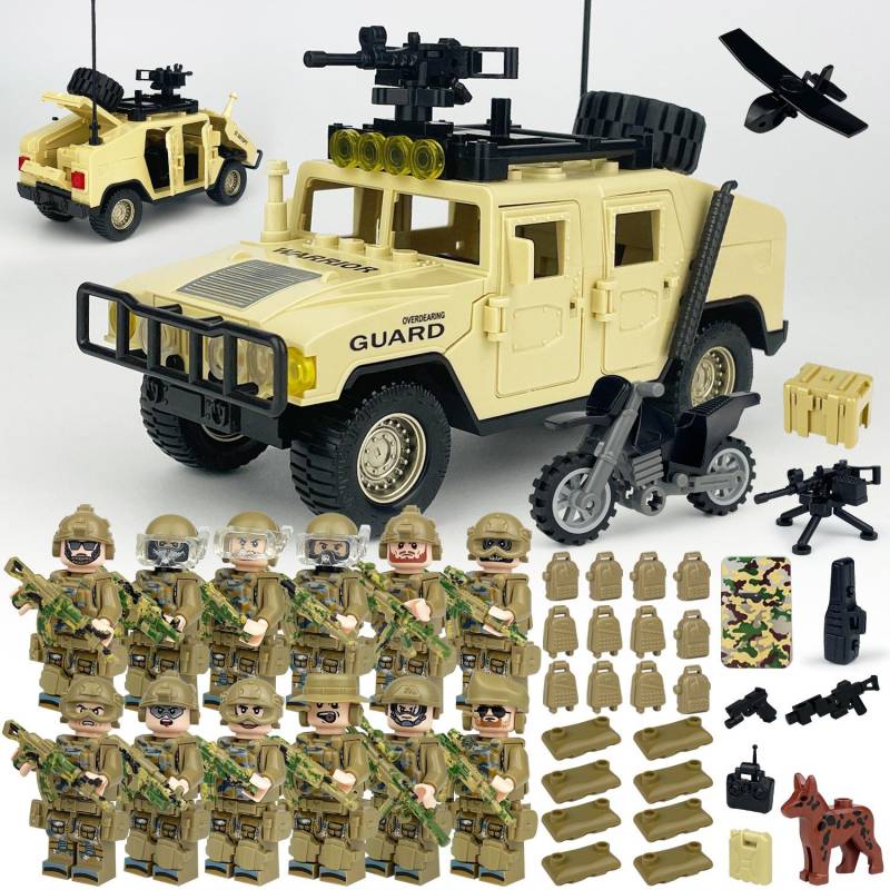 Militär Serie Wüste Geländewagen Camouflage SWAT Puppe Kinder Bausteine von Joom DACH