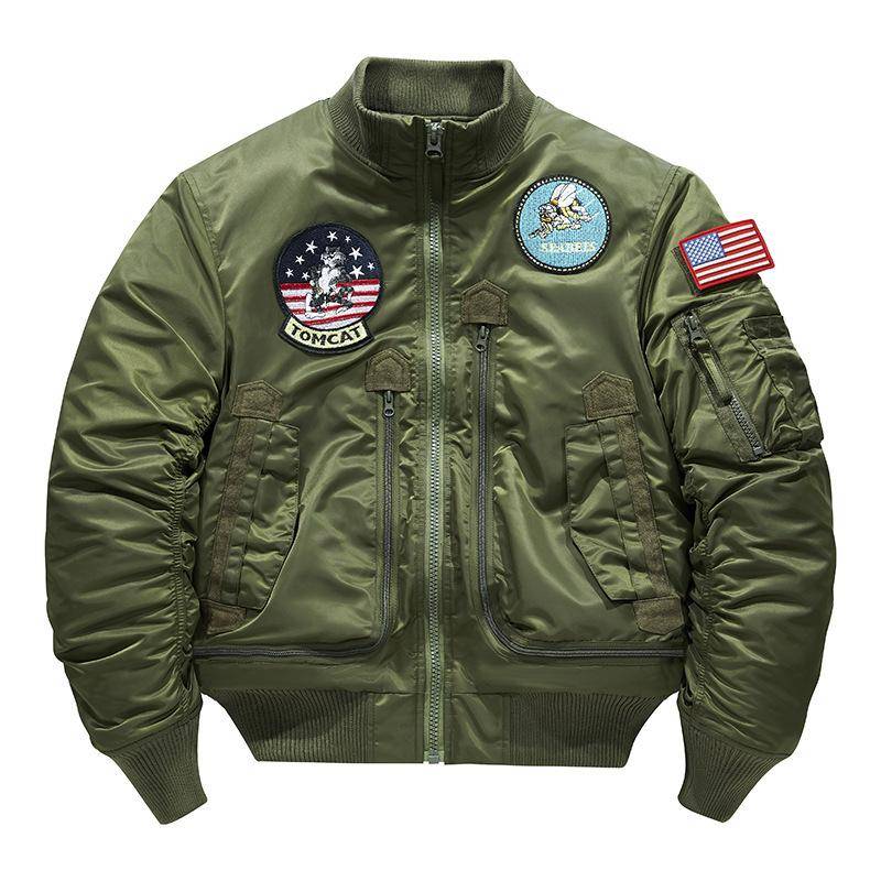 Militärfans Herbst und Winter Neue Air Force Flight Verdickte Jacke Herren Baseball Kurze Uniform Taktische Stehkragenjacke 4XL von Joom DACH