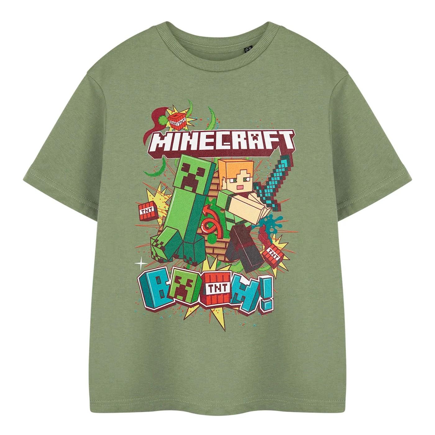 Minecraft Jungen Boom Kurzarm-T-Shirt 9-10 Years grün von Joom DACH