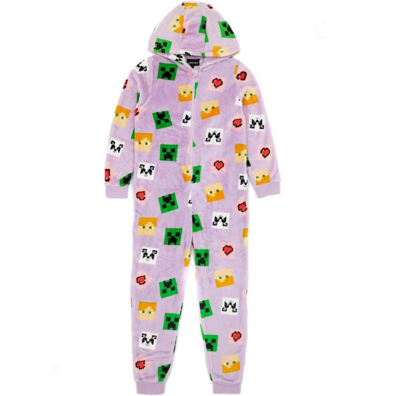 Minecraft Mädchen-Schlafanzug mit Allover-Print 7-8 Years pastell lila von Joom DACH