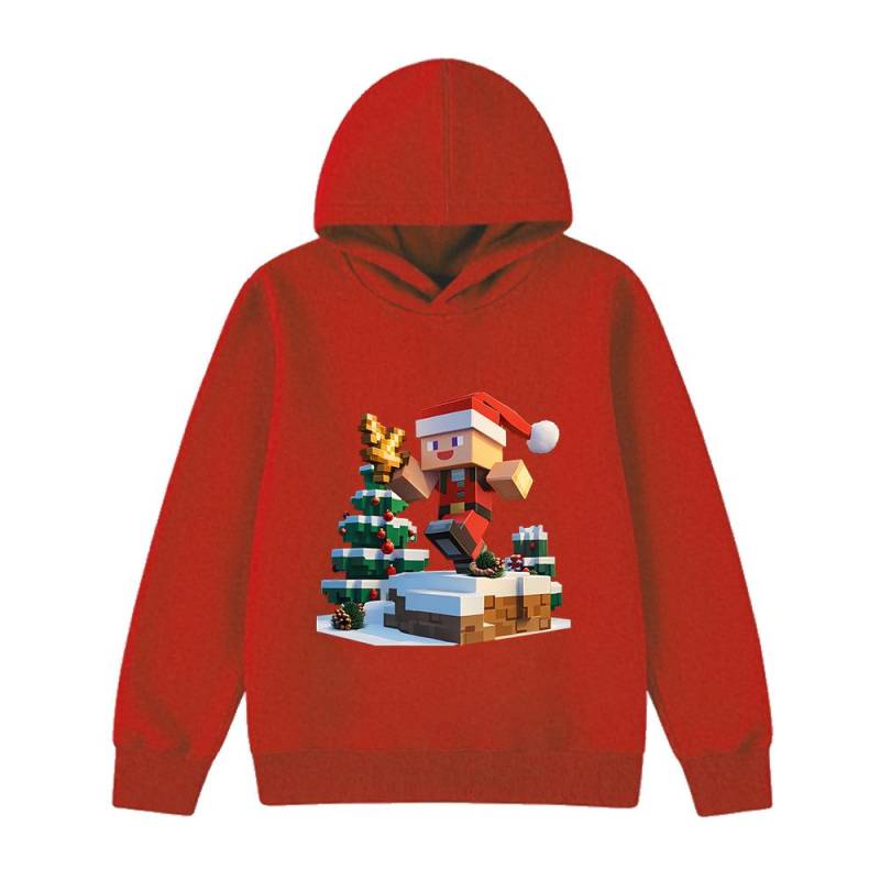 Minecraft Weihnachten Weihnachtsmann Kapuzenpullover Alter 4-14 Pullover Sweatshirt für Kinder Jungen Mädchen Weihnachtsgeschenk Kostüm Cartoon-Druck Neujahrsgeschenk 130 von Joom DACH
