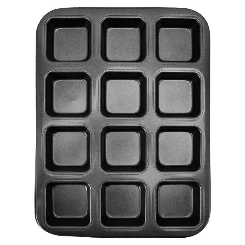 Mini Kastenform Backformen 12 Mulden Brownie Backform Kohlenstoffstahl Muffin Backgeschirr Cupcake Brot L(for 6.5-9kg) von Joom DACH
