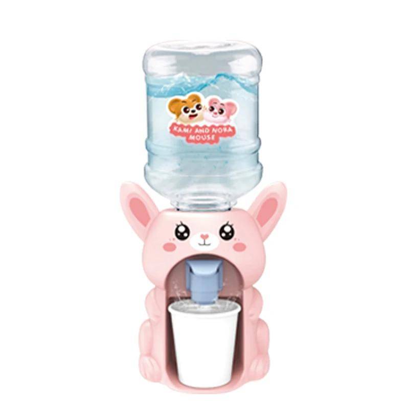 Mini-Kinder-Doppel-Wasserspender-Spielzeug mit niedlichem rosa-blauem Kalt-/Warmwasser-Saft-Milch-Trinkbrunnen, Simulations-Küchenspielzeug von Joom DACH