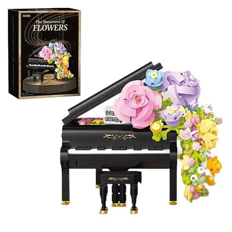 Mini-Klavier-Geige-Bausteine Musikinstrument Konservierte Blume Wasserfall DIY Ziegel Spielzeug Kinder Weihnachtsgeschenke schwarz von Joom DACH