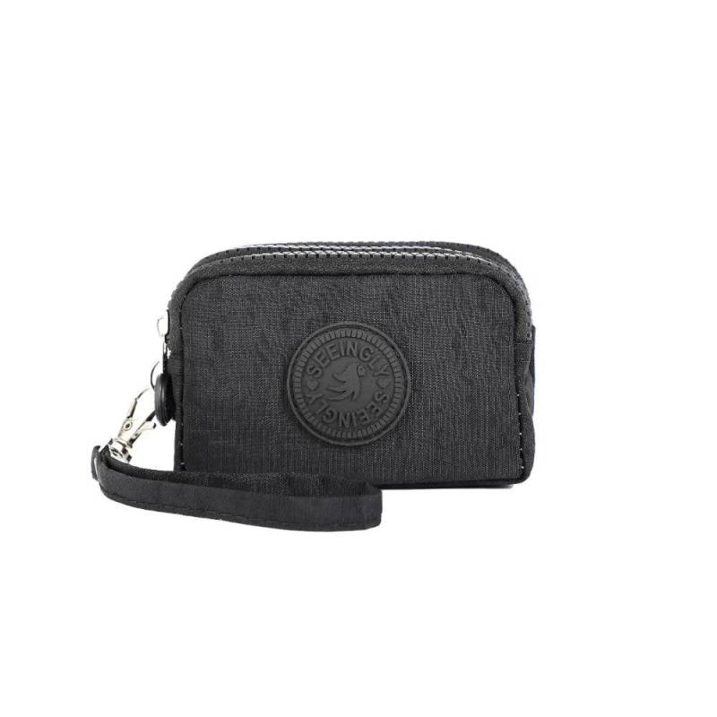 Mini Nylon Münzgeldbörse Schlüsseltasche Damen Geldbörsen Reißverschluss Wasserdicht Tragbare Dreilagige Aufbewahrungstasche Damen Mädchen Handtasche Münze schwarz von Joom DACH