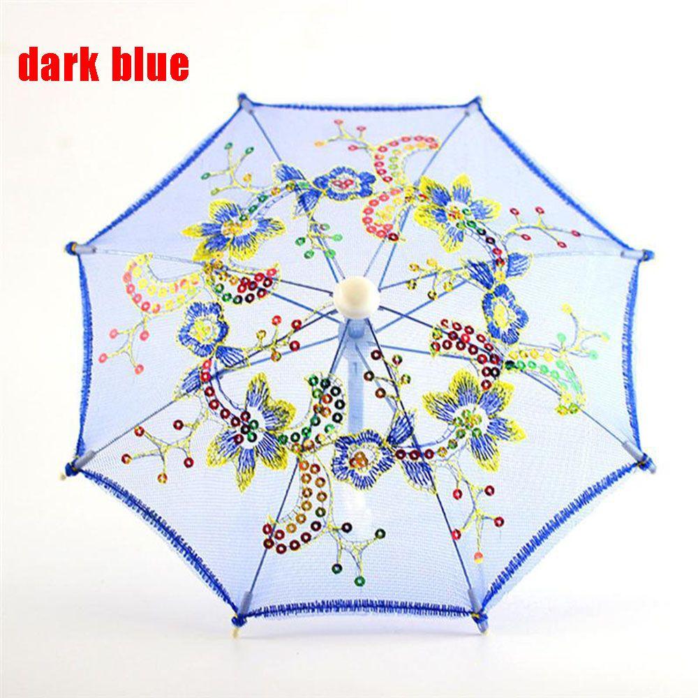 Mini Puppen Kinder Geschenk Sonnenschirm Neuer Spitzen Schirm Puppenzubehör Bestickte Schirme dunkelblaue von Joom DACH