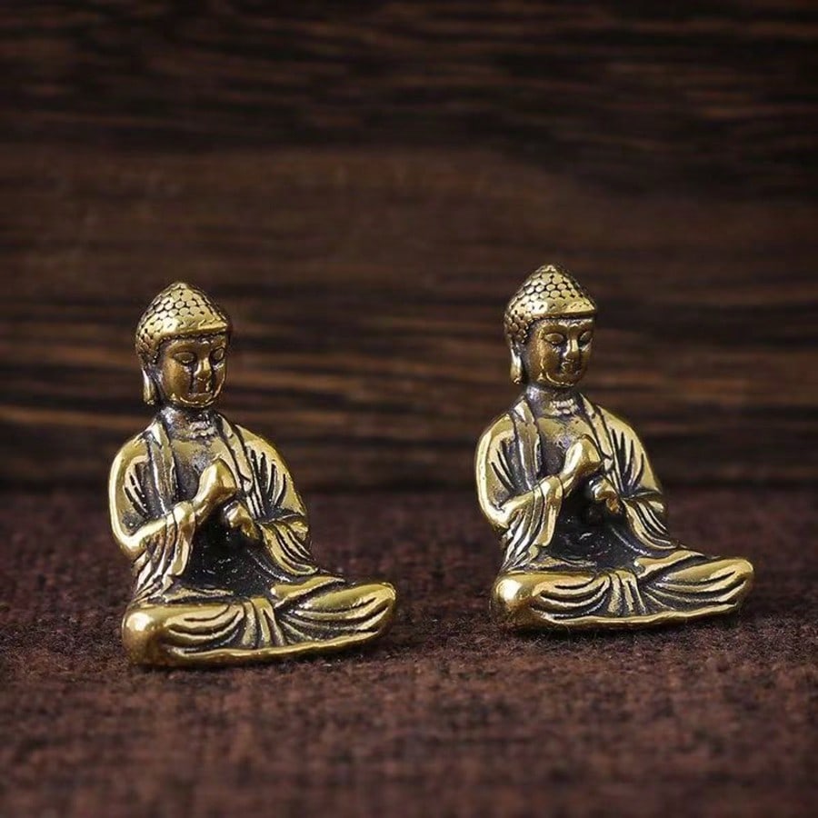 Mini Reines Messing Sakyamuni Buddha Statue Dekor one-size bronze von Joom DACH