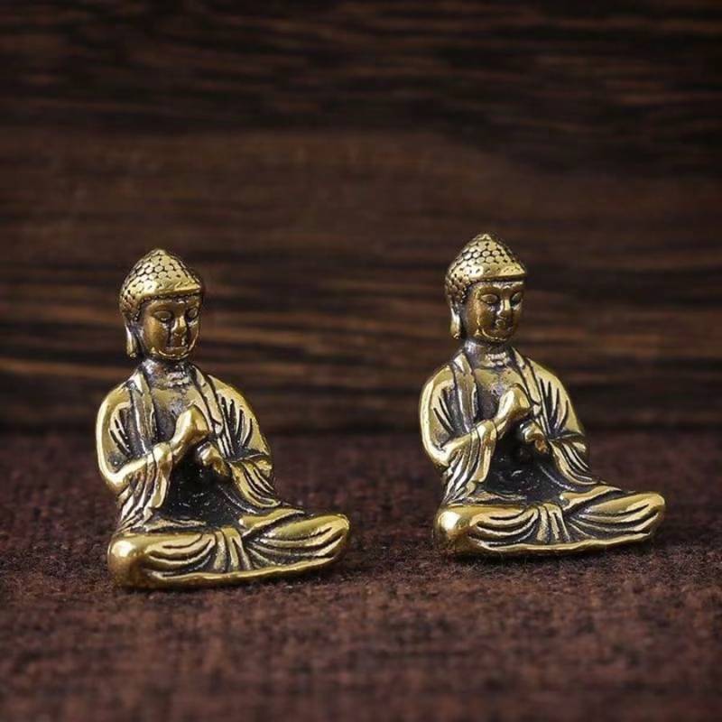 Mini Reines Messing Sakyamuni Buddha Statue Dekor one-size bronze von Joom DACH