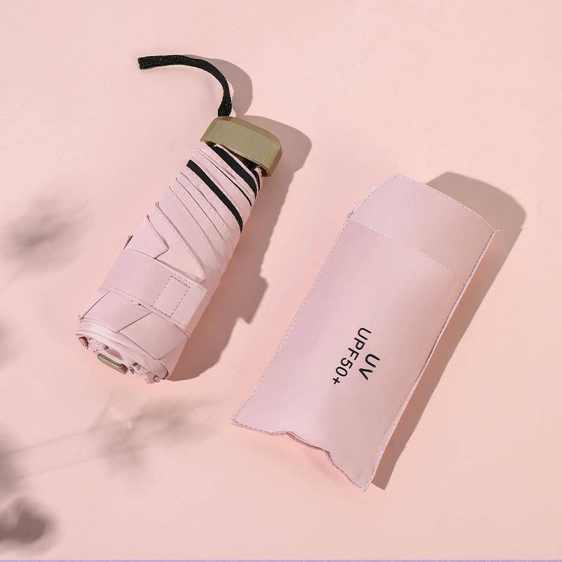 Mini Sonnenschirm Kleine Tasche Regen Reise Regenschirm Vinyl Taschenschirm UV Schutz Sonnenschutz Tasche Sonnenschirm Kapsel 1PCS rosa von Joom DACH