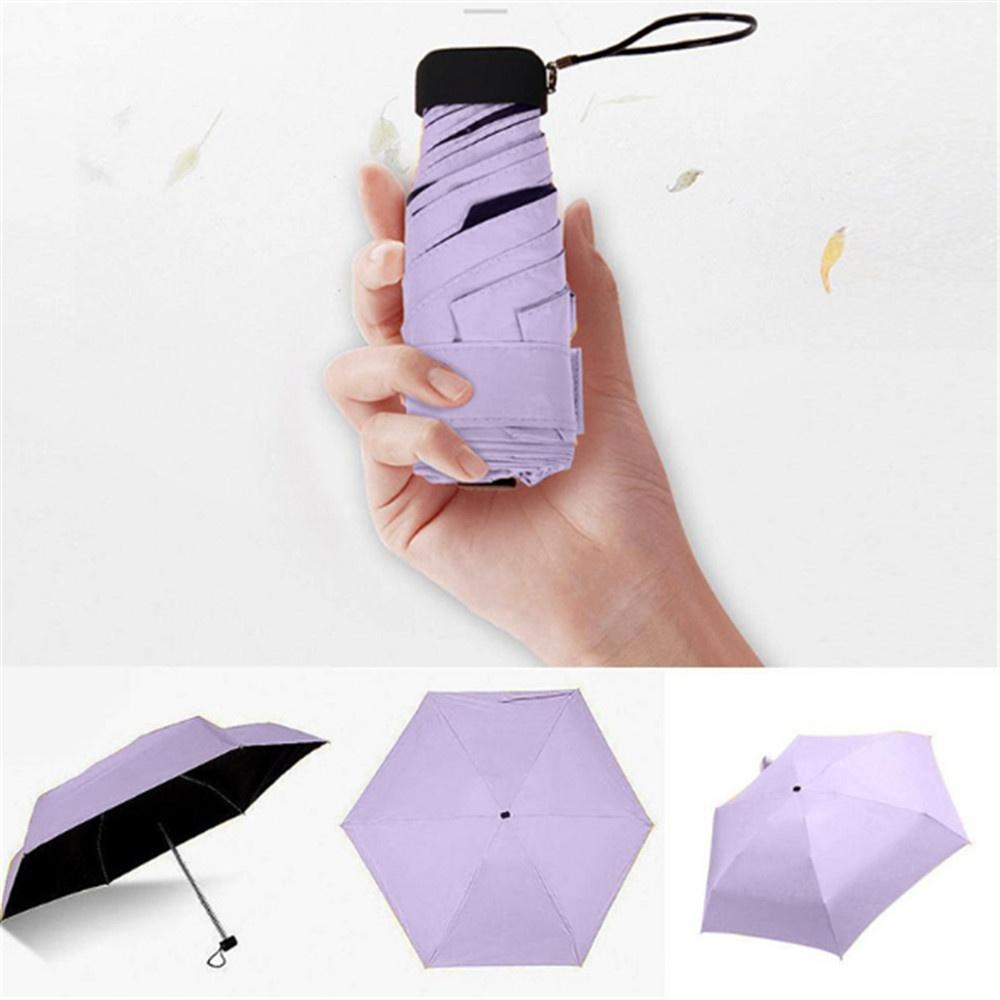 Mini-Taschenschirm, transparent, für Herren, winddicht, faltbar, für Damen, kompakter Regenschirm one pcs violett von Joom DACH