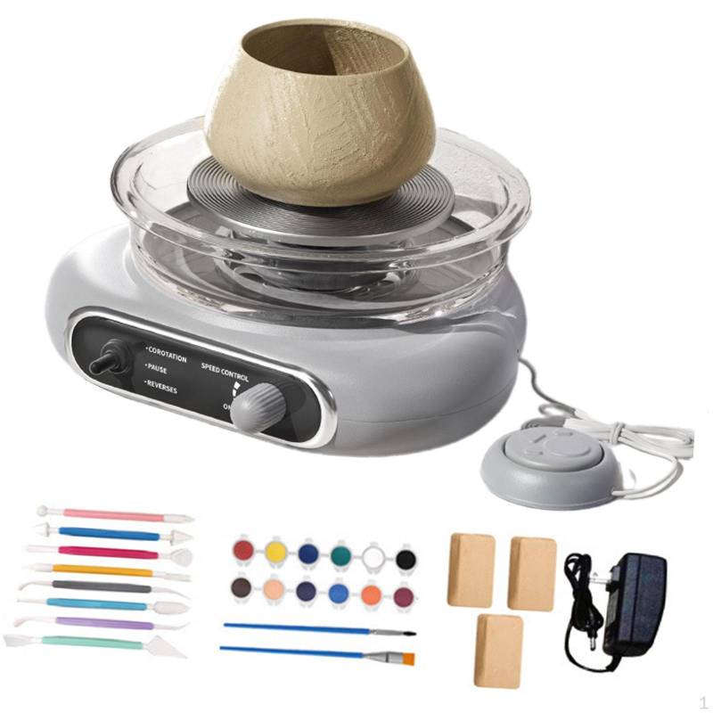 Mini-Töpferscheibe-Set, Keramik-Tonherstellungsmaschine mit 8-teiligen Bildhauerwerkzeugen für Kinder graue von Joom DACH
