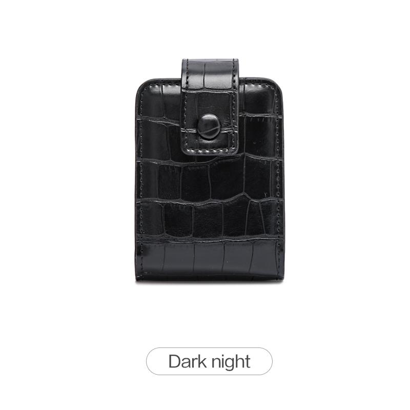 Mini Tragbare Lippenstifttasche mit Spiegel, Minimalistische Kleine Kosmetiktasche mit Knopf, Krokodilgeprägte Damen Make-up Aufbewahrungstasche schwarz von Joom DACH
