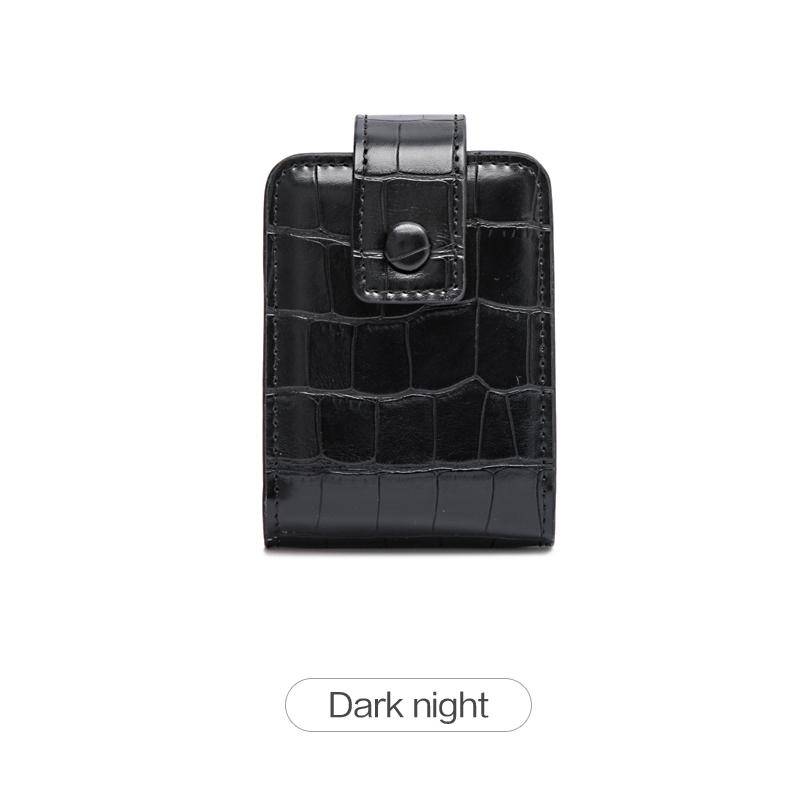 Mini Tragbare Lippenstifttasche mit Spiegel, Minimalistische Kleine Kosmetiktasche mit Knopf, Krokodilgeprägte Damen Make-up Aufbewahrungstasche schwarz von Joom DACH