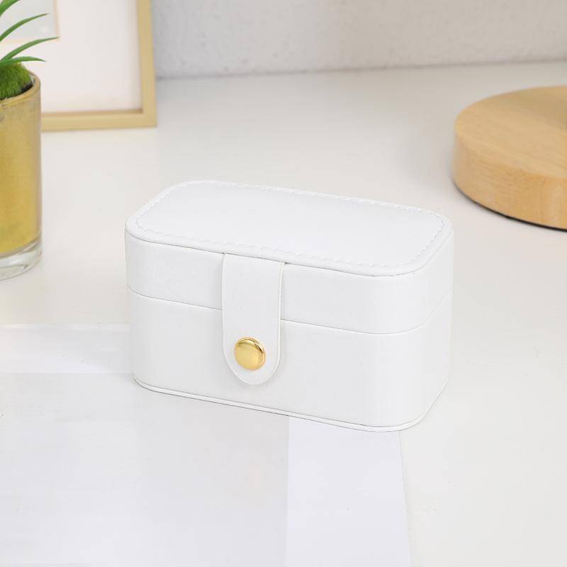 Mini Tragbarer Schmuckaufbewahrungs-Organizer Reise-Aufbewahrungsboxen aus Leder für Ohrringe, Halsketten, Ringe, Schmuckkästen weiß von Joom DACH