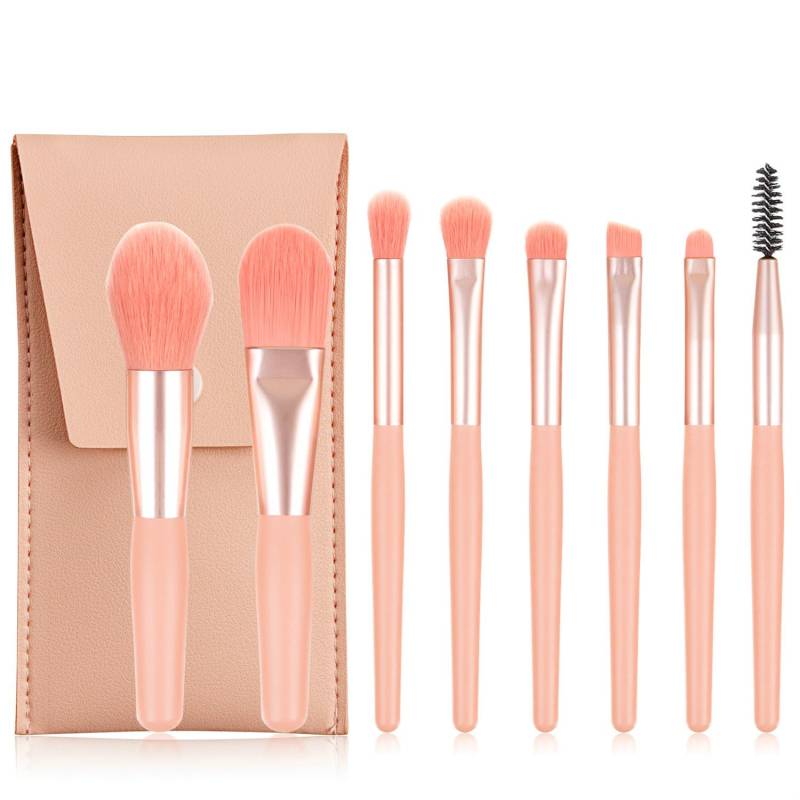 Mini Voyage 8-teiliges tragbares weiches Make-up-Pinsel-Set, Lidschatten, Foundation, Puder, Wimpern, Lippen, Concealer, Rouge, Make-up-Pinsel-Set von Joom DACH