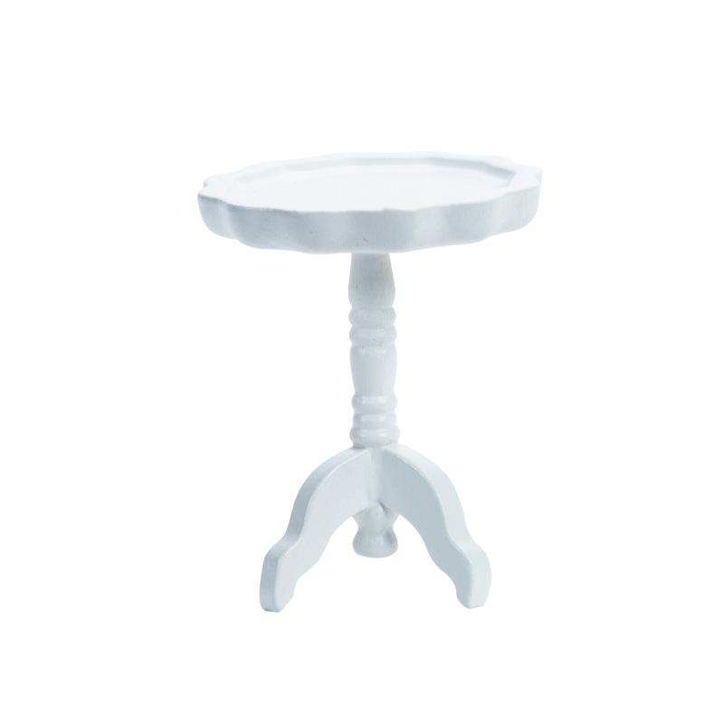 Miniatur-Beistelltisch für Puppenhaus, runder Beistelltisch, Modell im Maßstab 1/12, Holz, Mini-Hausmöbel, Rollenspiel-Spielzeug für Kinderzimmer-Szenen-Dekoration 5.5*4.5*4.5cm weiß von Joom DACH