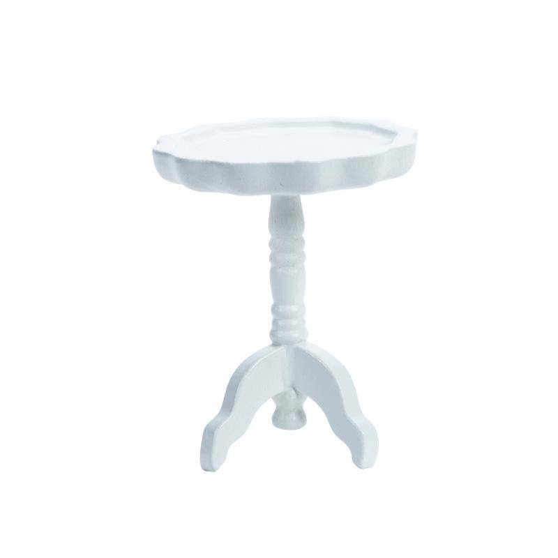Miniatur-Beistelltisch für Puppenhaus, runder Beistelltisch, Modell im Maßstab 1/12, Holz, Mini-Hausmöbel, Rollenspiel-Spielzeug für Kinderzimmer-Szenen-Dekoration 5.5*4.5*4.5cm weiß von Joom DACH
