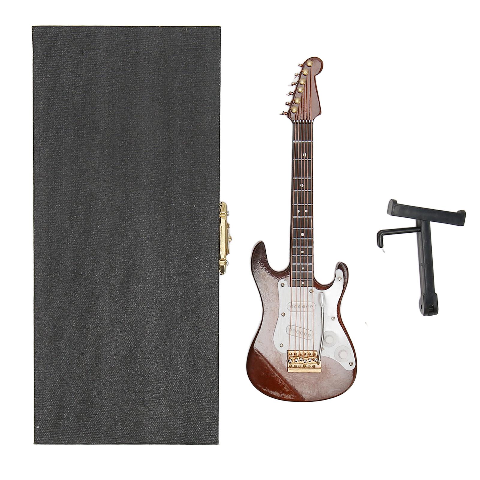 Miniatur E-Gitarrenmodell Holz Musikinstrument Dekoration Spielzeug mit Ausstellungsständer Aufbewahrungsbox von Joom DACH