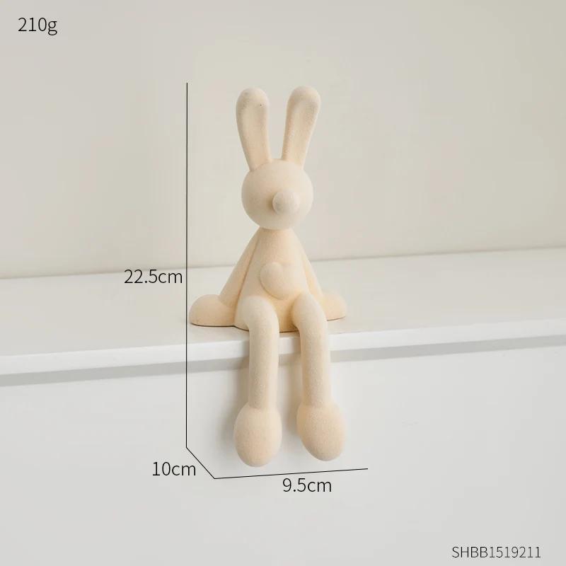 Minimalismus Kaninchen Figuren Beflockung Bunny Harz Statue Moderne Kunst Dekor Desktop Skulptur Handwerk Hause Dekoration Ornament von Joom DACH
