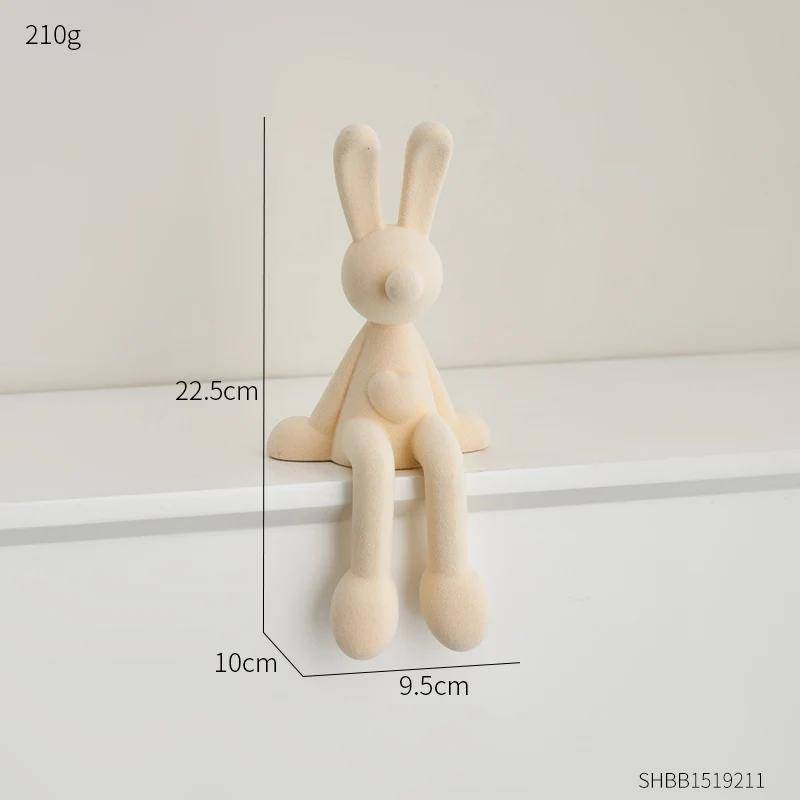 Minimalismus Kaninchen Figuren Beflockung Bunny Harz Statue Moderne Kunst Dekor Desktop Skulptur Handwerk Hause Dekoration Ornament von Joom DACH