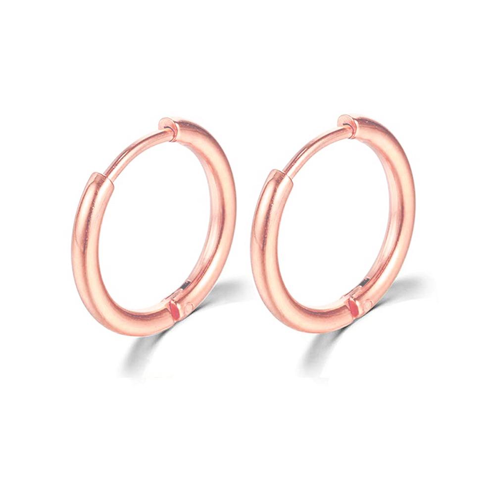 Minimalismus Kleine Creolen Für Frauen Männer Gold Farbe Edelstahl Runde Kreis Ohrring Anti-allergie Party Schmuck 16MM rose gold von Joom DACH