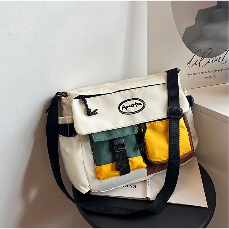 Minimalistische, modische Umhängetasche aus Canvas mit großem Fassungsvermögen für Männer und Frauen, vielseitige Umhängetasche weiß von Joom DACH