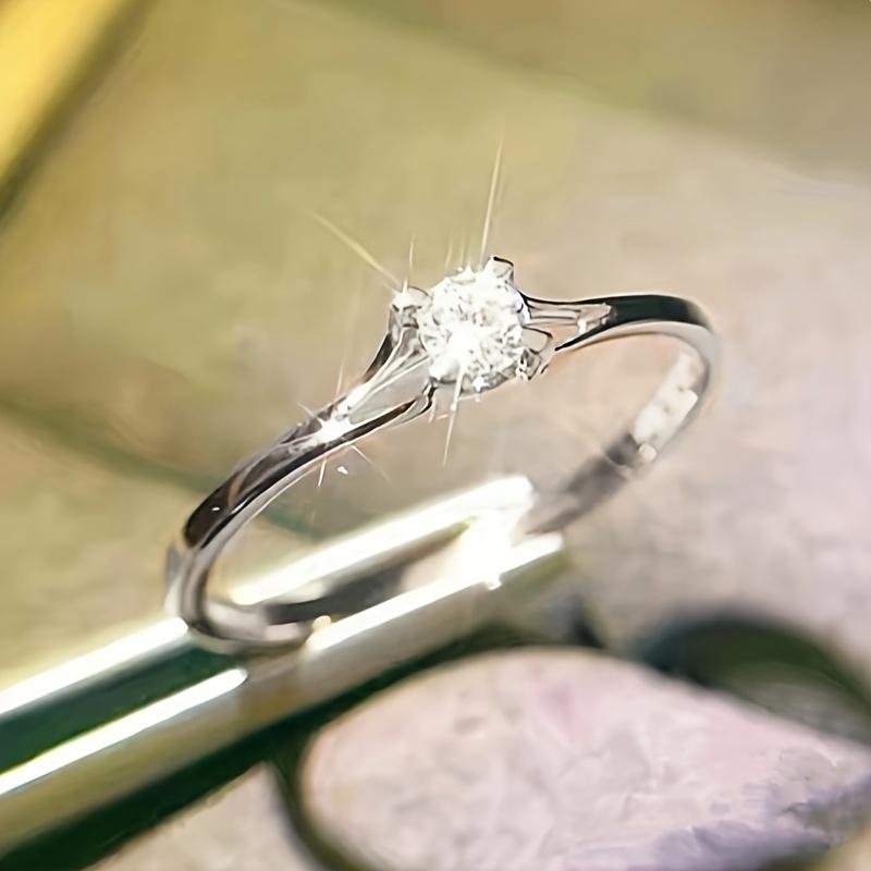 Minimalistische Brillante Zirkonia 925 Sterlingsilber Eheringe für Frauen Schlichte und Elegante Verlobungsringe Schmuck 7 silber von Joom DACH