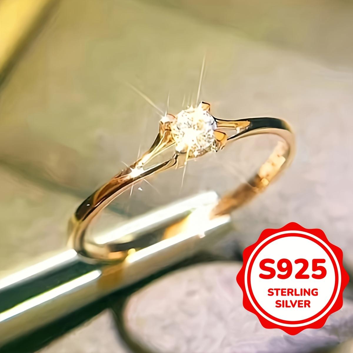 Minimalistische Brillante Zirkonia 925 Sterlingsilber Eheringe für Frauen Schlichte und Elegante Verlobungsringe Schmuck 9 rose gold von Joom DACH