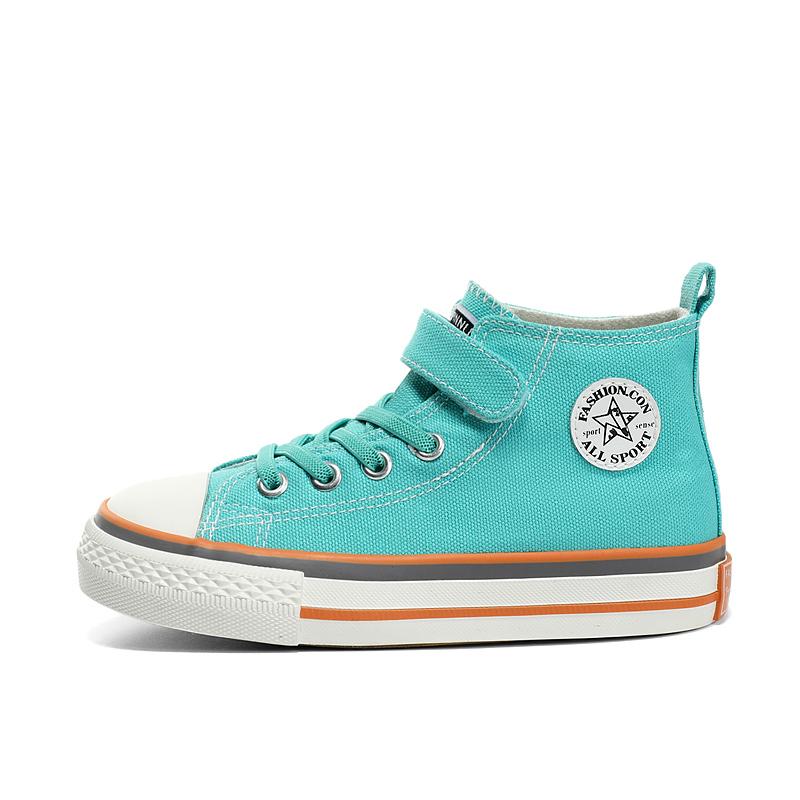 Minimalistische und modische Freizeitschuhe mit Klettverschluss für Kinder, Segeltuchschuhe für Schüler, vulkanisierte Schuhe mit mittlerer Spitze 27 blau von Joom DACH