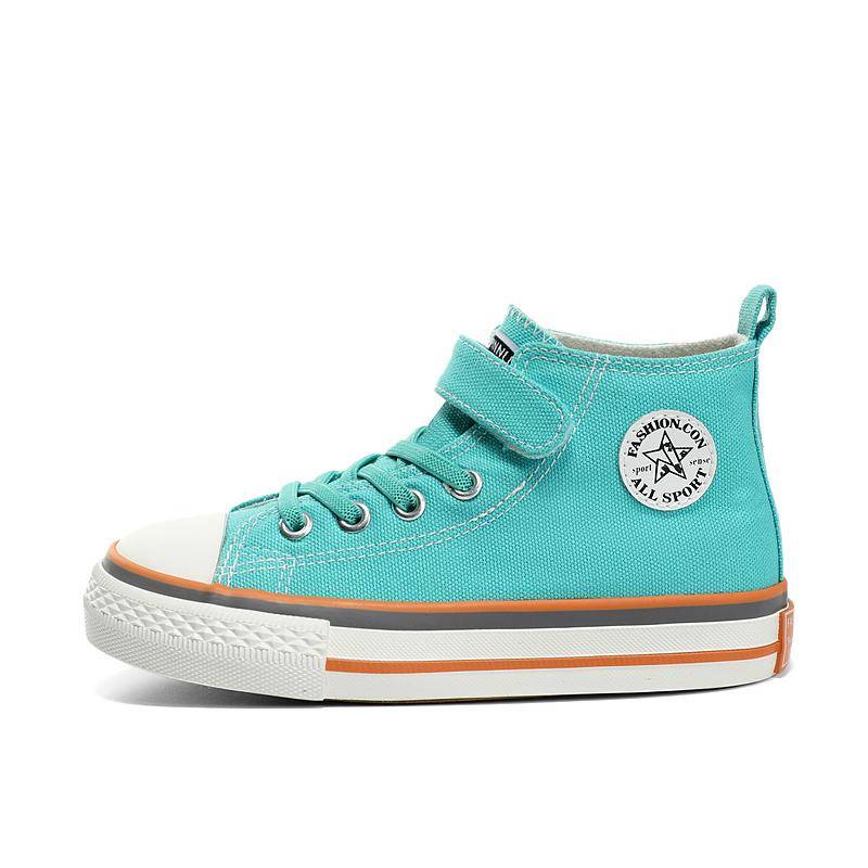 Minimalistische und modische Freizeitschuhe mit Klettverschluss für Kinder, Segeltuchschuhe für Schüler, vulkanisierte Schuhe mit mittlerer Spitze 27 blau von Joom DACH