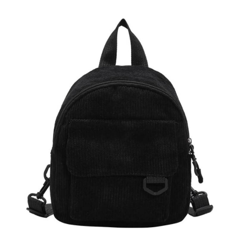 Minimalistischer und vielseitiger Mini-Rucksack aus gestreiftem Samt für Studenten und Frauen für Freizeitreisen schwarz von Joom DACH