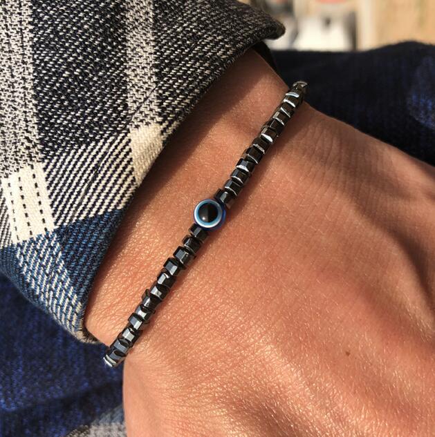 Minimalistisches Evil Eye Armband für Männer und Frauen, 4 mm Naturstein, Tigeraugen-Armband, Yoga-Schmuck, Pulsera Hombre von Joom DACH