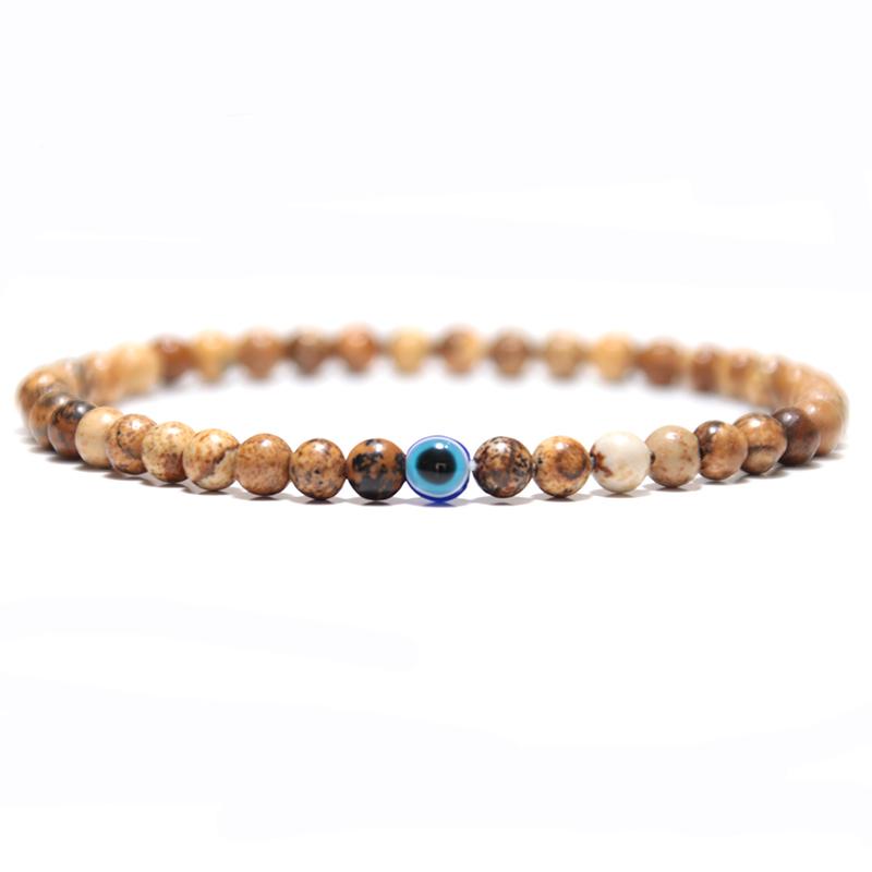 Minimalistisches Evil Eye Armband für Männer und Frauen, 4 mm Naturstein, Tigeraugen-Armband, Yoga-Schmuck, Pulsera Hombre von Joom DACH